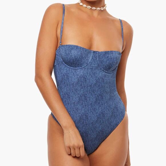 WeWoreWhat Blue Underwire One Piece Swimsuit Size Large New Retails $175 - Picture 2 of 7